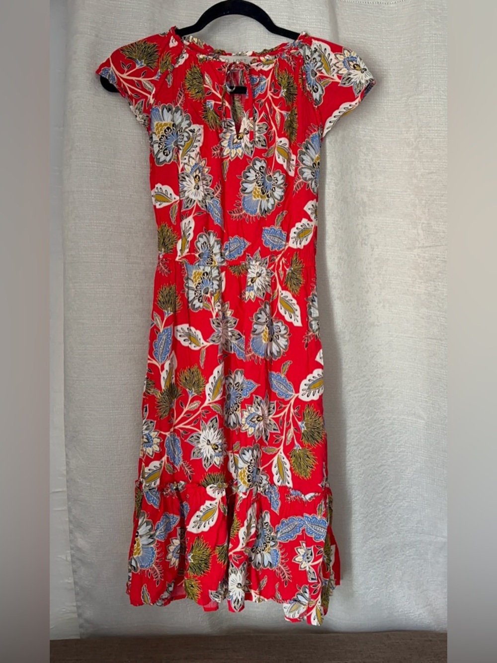 LOFT Red Floral Print Blouse